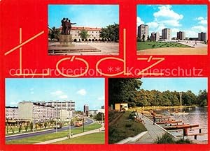 Postkarte Carte Postale 73601161 Lodz Denkmal Marktplatz Wohnsiedlung Hochhaeuser Kanus Ferienanl...
