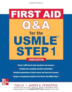 Seller image for First Aid Q&A for the USMLE Step 1, Third Edition (First Aid USMLE) by Tao Le, James A. Feinstein, Mark W. Ball, Annie Dude, Rebecca L. Hoffman, Mark Robert Jensen, Kimberly Kallianos, Cesar Raudel Padilla, Lauren Rothkopf, James Yeh [Paperback ] for sale by booksXpress