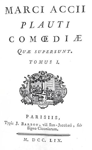 Comoediae quae supersunt.Parisiis, typis J. Barbou, 1759.