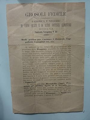 GROSOLI FEDELE - FABBRICA E NEGOZIO DI CARNI SALATE E DI ALTRE SOSTANZE ALIMENTARI MODENA - Metod...