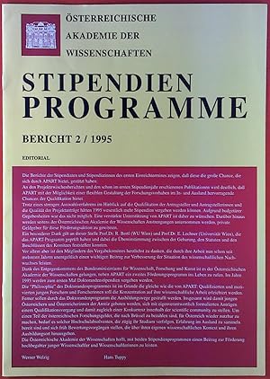 Bild des Verkufers fr Stipendien Programme - Bericht 2 /1995 zum Verkauf von biblion2