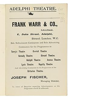 Seller image for [David Copperfield.] Programme. On Saturday, August 1st, 1903, and every evening. an adaptation of Charles Dickens' novel "David Copperfield", in four acts, entitled "Em'ly", by T. Giedon Warren & Ben Landeck. for sale by Jarndyce, The 19th Century Booksellers