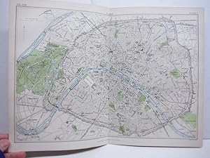 Antique Map of Paris from Encyclopaedia Britannica, Ninth Edition Vol. XVIII Plate V (1885)