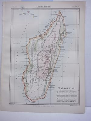 Antique Map of Madagascar from Encyclopaedia Britannica, Ninth Edition Vol. XV Plate IV (1883)