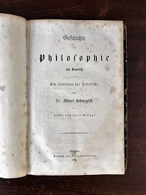 Imagen del vendedor de Geschichte der Philosophie im Umriss. a la venta por Antiquariat Seibold