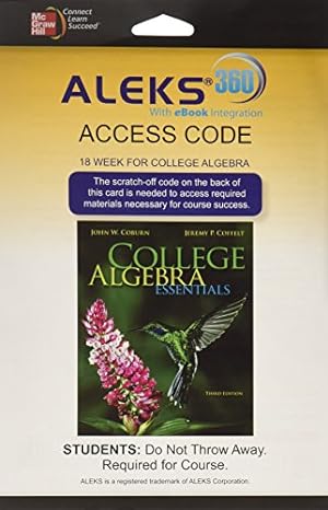 Seller image for ALEKS 360 Access Card (18 weeks) for College Algebra Essentials [CD-ROM ] for sale by booksXpress