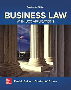 Image du vendeur pour Business Law with UCC Applications by Sukys, Paul A., Brown, Gordon W. [Hardcover ] mis en vente par booksXpress