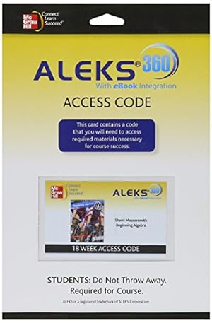 Seller image for ALEKS 360 Access Card 18 Weeks for Beginning Algebra by ALEKS Corporation, Messersmith, Sherri [Printed Access Code ] for sale by booksXpress