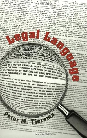 Imagen del vendedor de Legal Language by Tiersma, Peter M. [Paperback ] a la venta por booksXpress