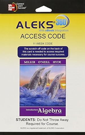 Image du vendeur pour ALEKS 360 Access Card (11 weeks) for Introductory Algebra by Miller, Julie, O'Neill, Molly [Printed Access Code ] mis en vente par booksXpress