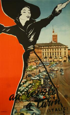 Seller image for Manifesto originale - Au revoir Turin. for sale by Libreria Antiquaria Pregliasco