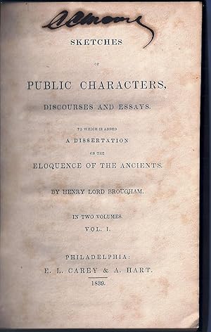 SKETCHES OF PUBLIC CHARACTERS, DISCOURSES AND ESSAYS: SIGNED by the author of "The Night Before C...