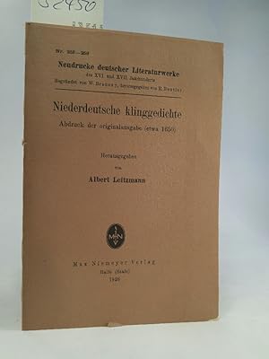 Bild des Verkufers fr Niederdeutsche klinggedichte Neudrucke deutscher Literaturwerke, Nr. 253 - 256 zum Verkauf von ANTIQUARIAT Franke BRUDDENBOOKS