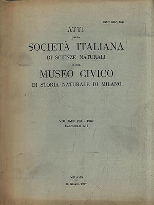 Atti della Societa' Italiana di Scienze Naturali Volume 128-1987 Fasc. I-II