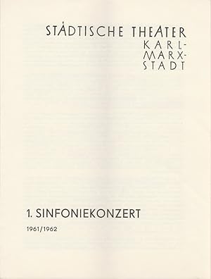 Bild des Verkufers fr Programmheft 1. Sinfoniekonzert Spielzeit 1961 / 62 zum Verkauf von Programmhefte24 Schauspiel und Musiktheater der letzten 150 Jahre