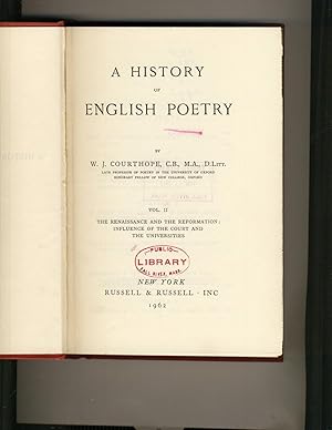 Seller image for A History of English Poetry Volume 2 for sale by Richard Lemay