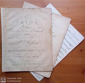 Immagine del venditore per Trois trios brillants pour deux violons et violoncelle ddis  son ami et lve P.Lafont. Lettre B. 2eme livre de trios. venduto da Flix ALBA MALZIEU