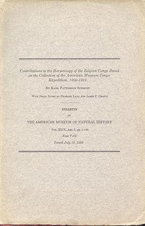 Contributions to the Herpetology of the Belgian Congo Based on the Collection of the American Mus...