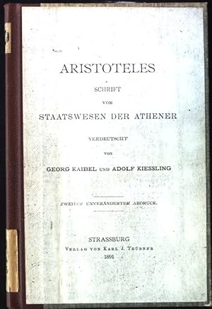 Bild des Verkufers fr Aristoteles Schrift vom Staatswesen der Athener. zum Verkauf von books4less (Versandantiquariat Petra Gros GmbH & Co. KG)