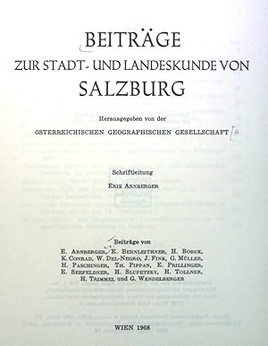 Bild des Verkufers fr Beitrge zur Stadt- und Landeskunde von Salzburg. zum Verkauf von books4less (Versandantiquariat Petra Gros GmbH & Co. KG)