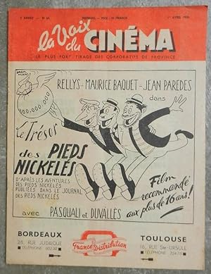 La Voix du cinéma. 5e année, N° 60. 1er avril 1950. - Le trésor des Pieds Nickelés. Rellys, Mauri...