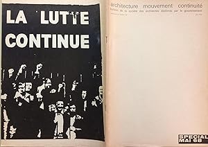 Imagen del vendedor de architecture mouvement et continuit special mai 68 supplment au numro 167 bulletin de la SADG a la venta por A Balzac A Rodin