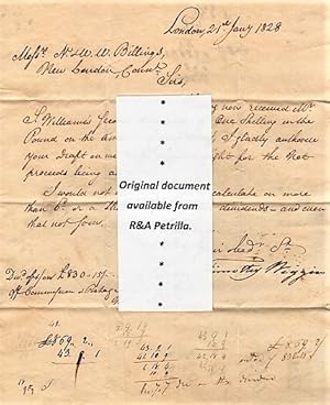 1828 HANDWRITTEN LETTER (ALS) FROM THIS ENGLISH BANKER, REGARDING THE AVAILABILITY OF FUNDS, ADDR...