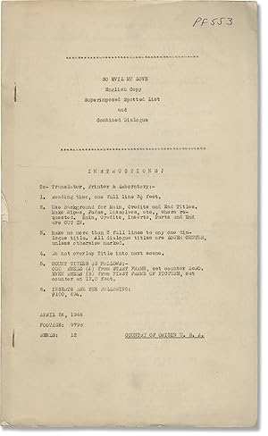 So Evil My Love (Original post-production screenplay for the 1948 film)