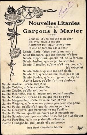 Seller image for Lied Ansichtskarte / Postkarte Nouvelles Litanies pour les Garcons  Marier for sale by akpool GmbH