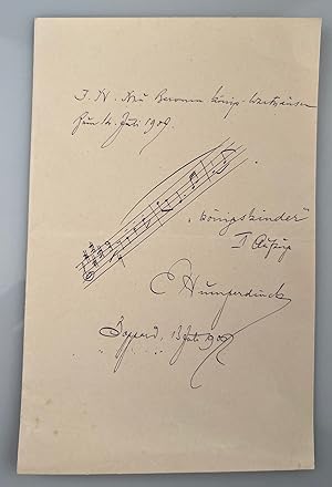 Autograph musical album leaf "Königkinder" with place, date and signature.