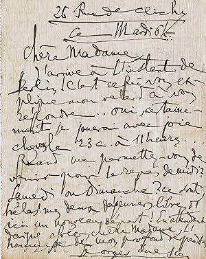 Eigenhändiger Brief mit Unterschrift. - Autograph letter with place and signature.