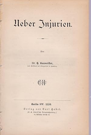 Bild des Verkufers fr Ueber Injurien, zum Verkauf von Antiquariat Kastanienhof