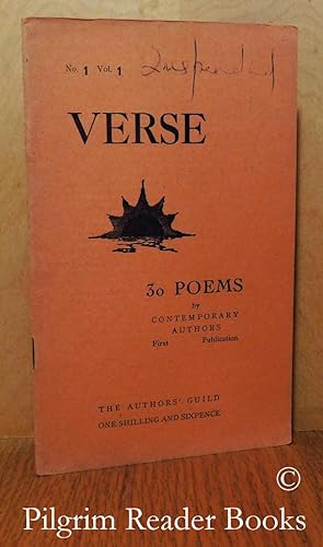 Verse; No. 1, Vol. 1. Thirty Poems by Contemporary Authors, (first publication).
