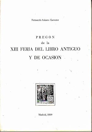 PREGON DE LA XIII FERIA DEL LIBRO ANTIGUO Y DE OCASIÓN.