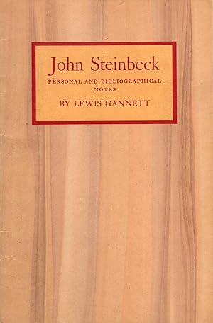 Seller image for John Steinbeck,: Personal and bibliographical notes for sale by A Cappella Books, Inc.