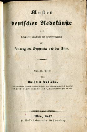 Imagen del vendedor de Muster deutscher Redeknste mit besonderer Rcksicht auf neuere Literatur zur Bildung des Geschmacks und des Stils. a la venta por Antiquariat Buchseite