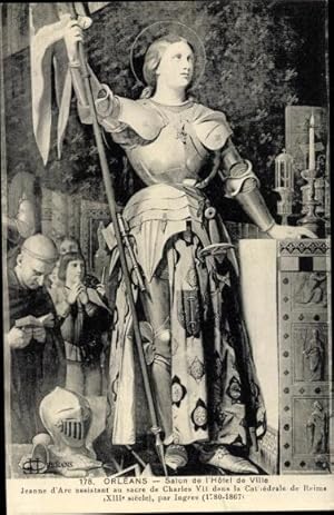 Künstler Ansichtskarte / Postkarte Ingres, Jeanne d'Arc assistant au sacre de Charles VII dans la...