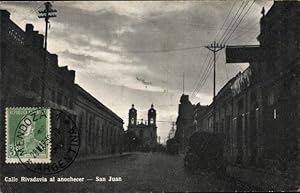 Ansichtskarte / Postkarte San Juan Argentinien, Calle Rivadavia al anochecer