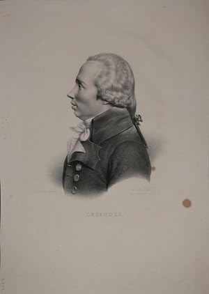 Imagen del vendedor de Portrait. Brustfigur im Profil nach links. Lithographie von Belliard. a la venta por Antiquariat  Braun