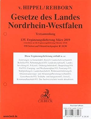 Gesetze des Landes Nordrhein-Westfalen 135. Ergänzungslieferung
