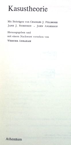 Bild des Verkufers fr Kasustheorie. Schwerpunkte Linguistik und Kommunikationswissenschaft, Band 2 zum Verkauf von books4less (Versandantiquariat Petra Gros GmbH & Co. KG)