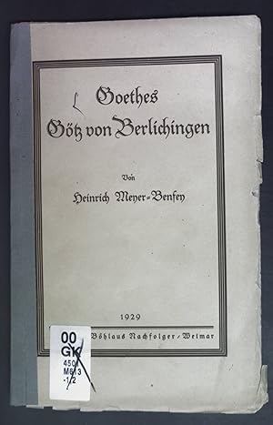 Bild des Verkufers fr Goethes Gtz von Berlichingen. Goethes Drama: 1. Band, 2. Heft. zum Verkauf von books4less (Versandantiquariat Petra Gros GmbH & Co. KG)