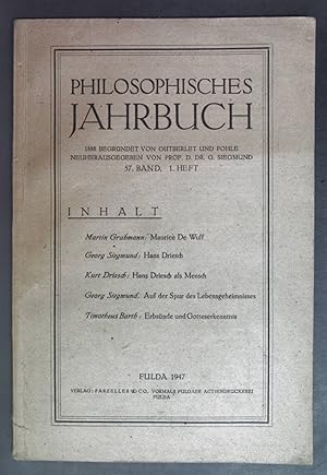 Imagen del vendedor de Maurice De Wulf. Philosophisches Jahrbuch: 57. Band, 1. Heft. a la venta por books4less (Versandantiquariat Petra Gros GmbH & Co. KG)