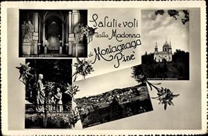 Bild des Verkufers fr Ansichtskarte / Postkarte Trient Trentino-Alto-Adige Sdtirol, Montagnaga Pin, Monumento, Panorama, Statue zum Verkauf von akpool GmbH