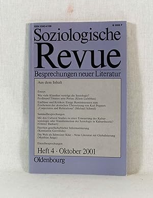 Imagen del vendedor de Soziologische Revue - Besprechungen neuer Literatur, Oktober 2001 (Heft 4 des 24. Jahrgangs). a la venta por Versandantiquariat Waffel-Schrder