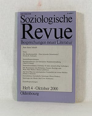 Bild des Verkufers fr Soziologische Revue - Besprechungen neuer Literatur, Oktober 2000 (Heft 4 des 23. Jahrgangs). zum Verkauf von Versandantiquariat Waffel-Schrder