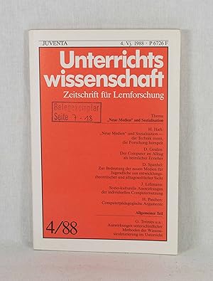 Bild des Verkufers fr Unterrichtswissenschaft - Zeitschrift fr Lernforschung, 16. Jahrgang / Heft 4 / 1988: "Neue Medien" und Sozialisation. zum Verkauf von Versandantiquariat Waffel-Schrder