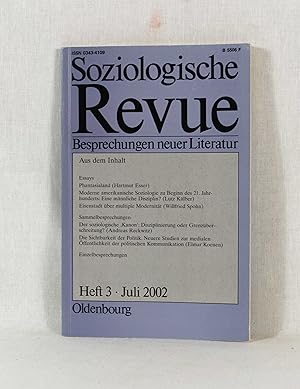 Imagen del vendedor de Soziologische Revue - Besprechungen neuer Literatur, Juli 2002 (Heft 3 des 25. Jahrgangs). a la venta por Versandantiquariat Waffel-Schrder