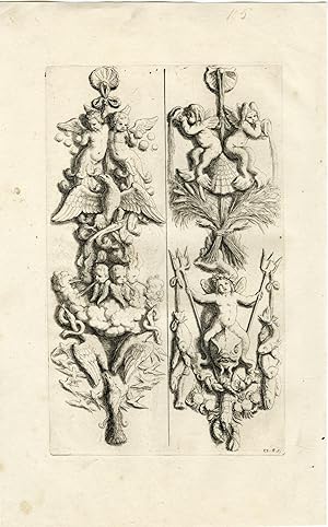 Hubertus QUELLINUS Four bas-reliefs representing the Four Elements (Amsterdam City Hall, 2 plates)