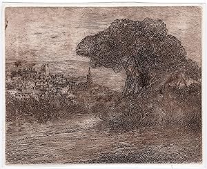 LANDSCAPE-HILLS-VILLAGE-CHURCH 'Untitled' Etienne BOSCH, ca. 1905